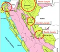 Main areas of oil reserves and oil exploitation in Peru