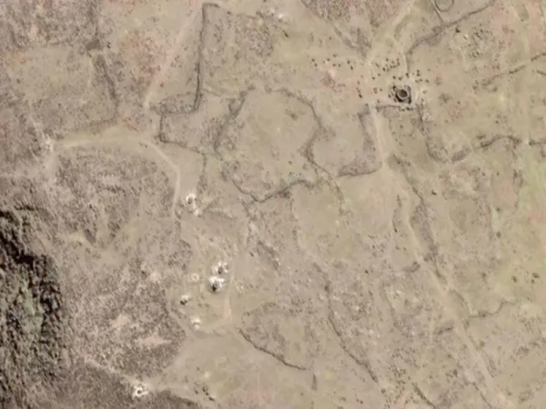 Aerial view of the funerary towers of Sillustani in southern Peru Aerial view of the funerary towers of Sillustani in southern Peru