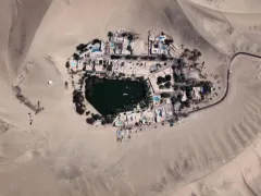 Aerial view of Huacachina, Ica, Peru