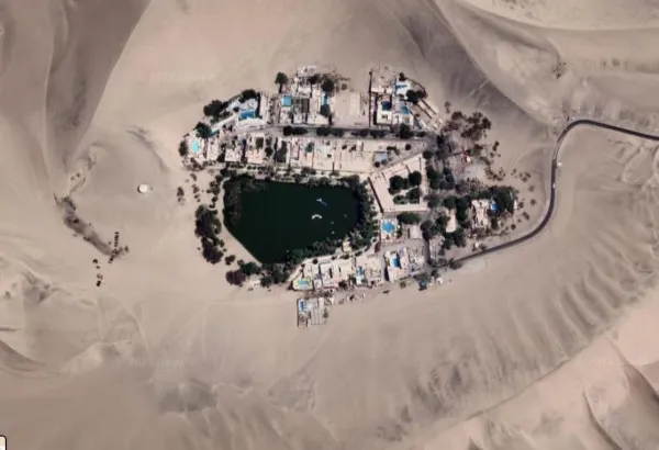 Aerial view of Huacachina, Ica, Peru Aerial view of Huacachina, Ica, Peru