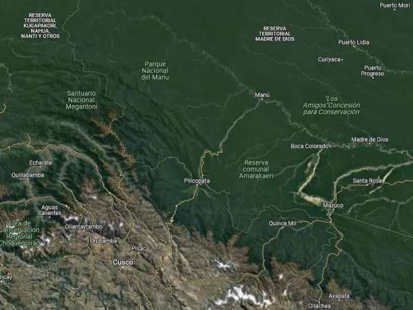 Overview map of the Manu National Park