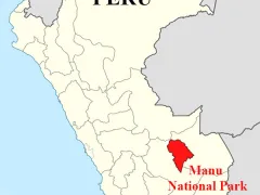 Location map of Manu National Park in Peru