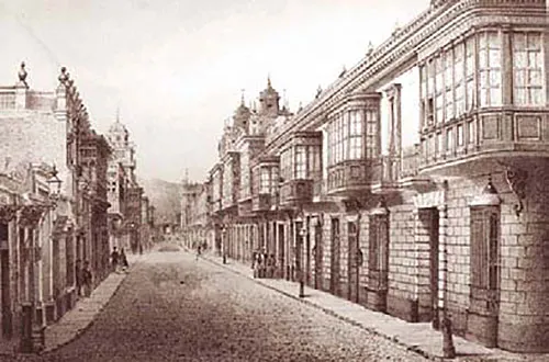 Calle Coca y Bodegones in Lima in the 19th century