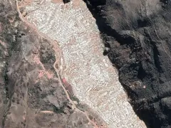 Aerial view of the Salt Ponds of Maras, Cusco, Peru