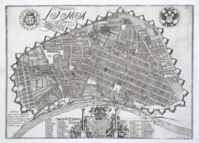 Map of Lima, Peru from 1687