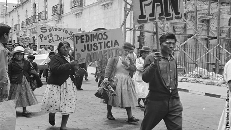 Workers on strike in the 1950s in Arequipa in southern Peru