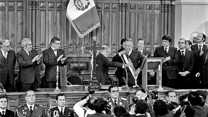 With the swearin-in of President Belaúnde in 1980 Peru returns to democracy