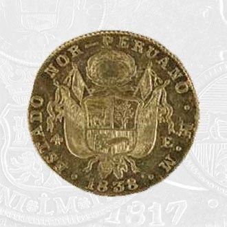 1838 - 4 Escudos Coin Lima Mint (coin front)