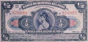 1922 - 5 Soles de Oro Provisional banknote (front)