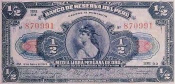 1922 - 5 Soles de Oro Provisional banknote (front)