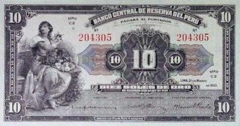 1933 - 10 Soles de Oro banknote (front)