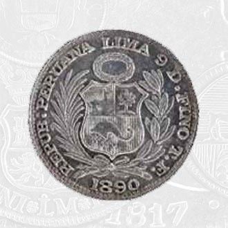 1890 - A Half Dinero Coin Lima Mint (coin front)