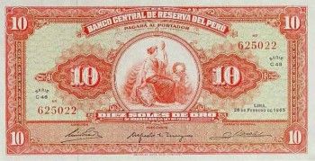 1965 - 10 Soles de Oro banknote (front)