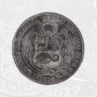 1864 - 1 Sol Coin Lima Mint (coin front)