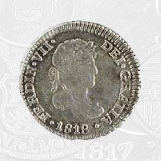 1818 - A Half Real Coin Lima Mint (coin front)