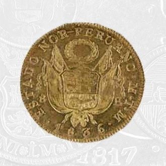 1836 - 8 Escudos Coin Lima Mint (coin front)