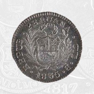 1835 - A Half Real Coin Cuzco Mint (coin front)