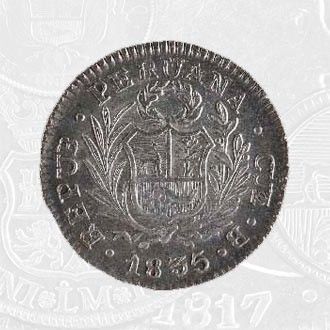 1835 - A Half Real Coin Cuzco Mint (coin front)