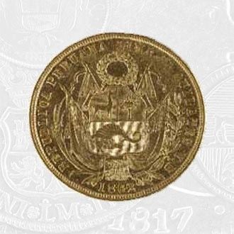 1862 - 8 Escudos Coin Lima Mint (coin front)