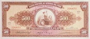 1965 - 500 Soles de Oro banknote (front)