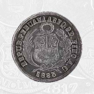 1885 - A Fifth Sol Coin Arequipa Mint (coin front)