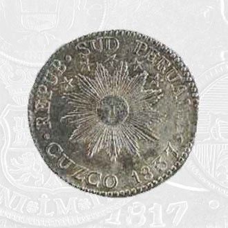 1837 - 2 Reales Coin Cuzco Mint (coin front)