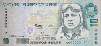 1991 - 10 Nuevos Soles banknote (front)