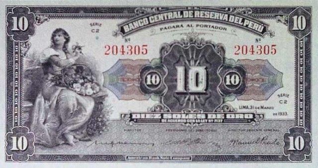 1933 - 10 Soles de Oro banknote