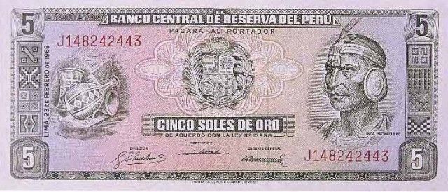 1968 - 5 Soles de Oro banknote