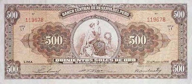 1956 - 500 Soles de Oro banknote