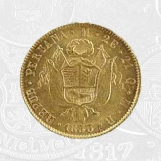 1853 - 2 Escudos Coin Lima Mint