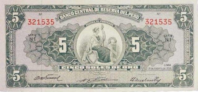 1958 - 5 Soles de Oro banknote