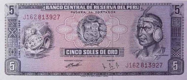 1969 - 5 Soles de Oro banknote
