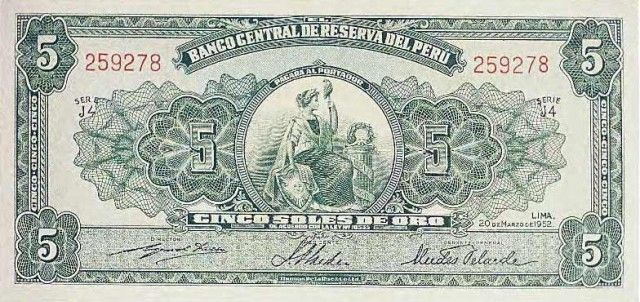 1952 - 5 Soles de Oro banknote